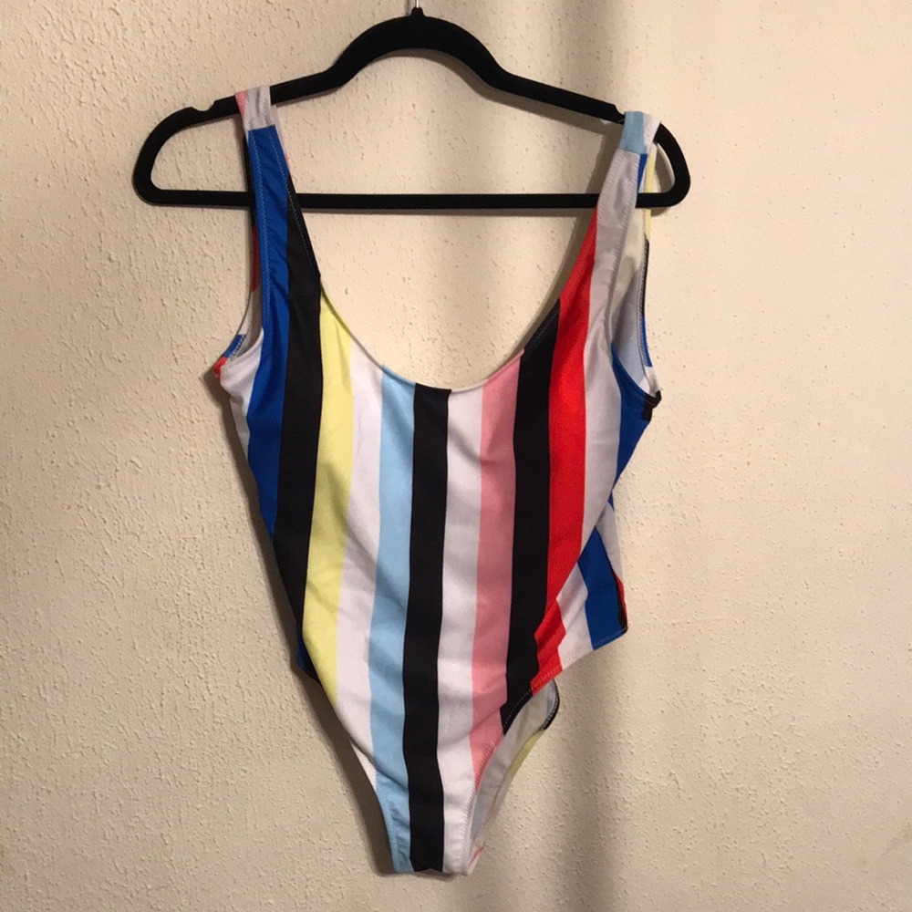 Unique Vintage Striped One Piece Swimsuit NWOT
